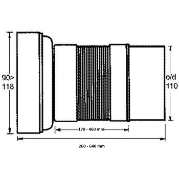 WC Flexibler Anschluss DN100, 260--640mm